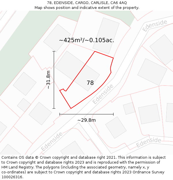 78, EDENSIDE, CARGO, CARLISLE, CA6 4AQ: Plot and title map