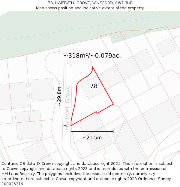 78, HARTWELL GROVE, WINSFORD, CW7 3UR: Plot and title map