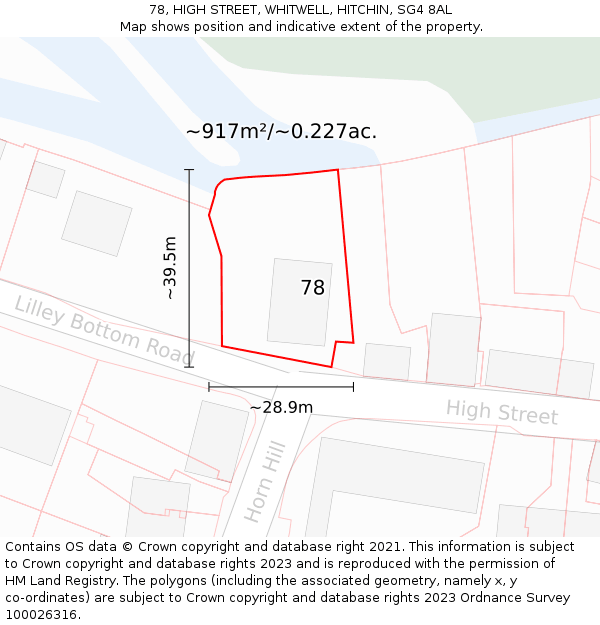 78, HIGH STREET, WHITWELL, HITCHIN, SG4 8AL: Plot and title map