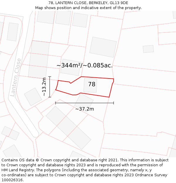 78, LANTERN CLOSE, BERKELEY, GL13 9DE: Plot and title map
