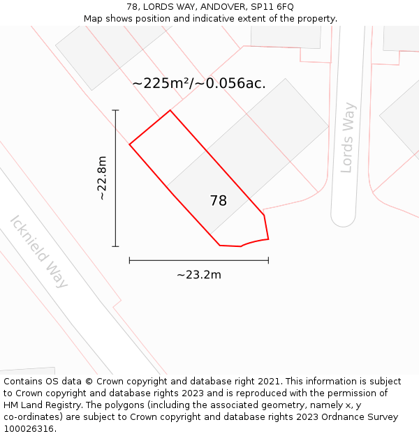 78, LORDS WAY, ANDOVER, SP11 6FQ: Plot and title map
