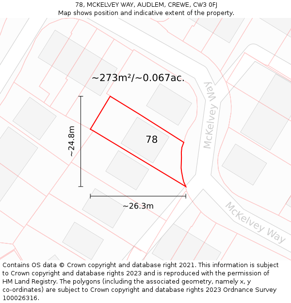 78, MCKELVEY WAY, AUDLEM, CREWE, CW3 0FJ: Plot and title map