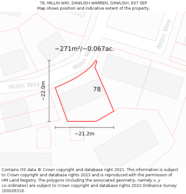 78, MILLIN WAY, DAWLISH WARREN, DAWLISH, EX7 0EP: Plot and title map