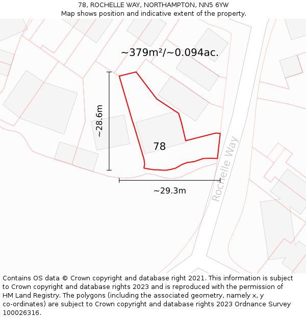 78, ROCHELLE WAY, NORTHAMPTON, NN5 6YW: Plot and title map