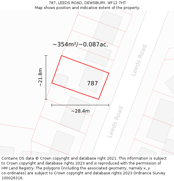 787, LEEDS ROAD, DEWSBURY, WF12 7HT: Plot and title map