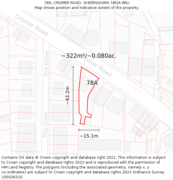 78A, CROMER ROAD, SHERINGHAM, NR26 8RU: Plot and title map