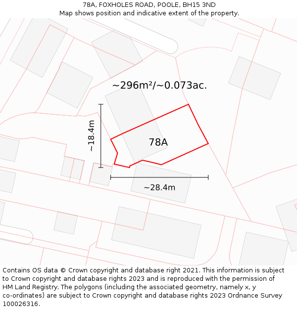 78A, FOXHOLES ROAD, POOLE, BH15 3ND: Plot and title map
