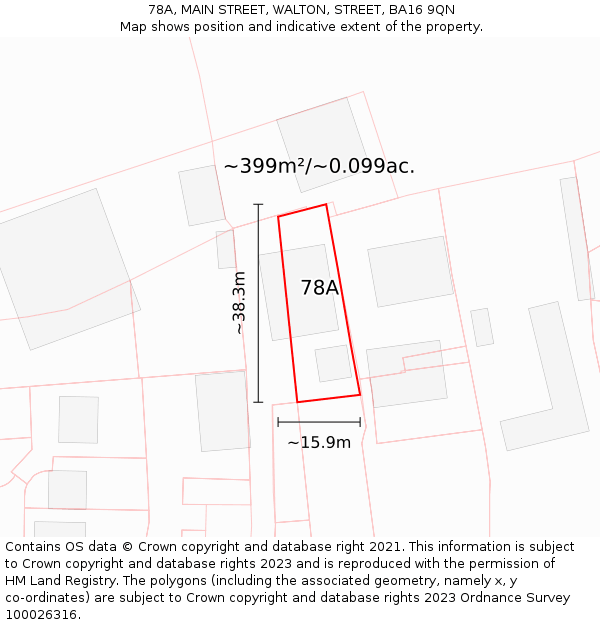 78A, MAIN STREET, WALTON, STREET, BA16 9QN: Plot and title map