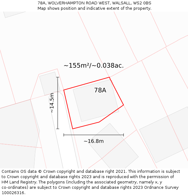 78A, WOLVERHAMPTON ROAD WEST, WALSALL, WS2 0BS: Plot and title map