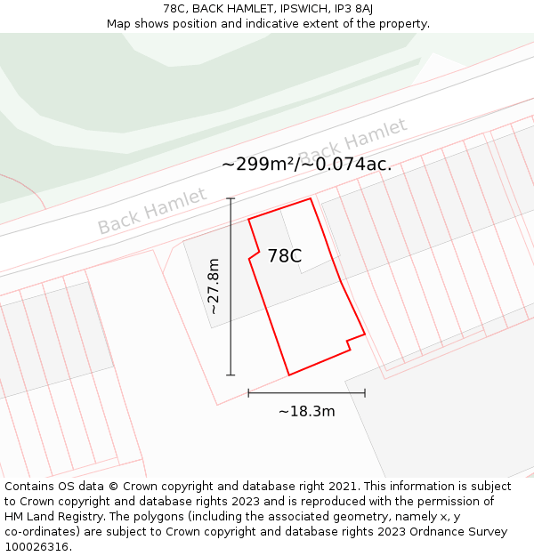 78C, BACK HAMLET, IPSWICH, IP3 8AJ: Plot and title map