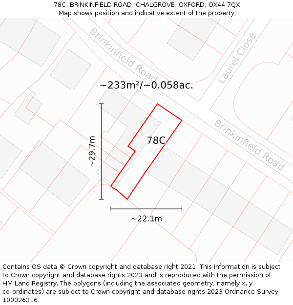 78C, BRINKINFIELD ROAD, CHALGROVE, OXFORD, OX44 7QX: Plot and title map