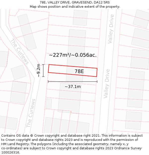 78E, VALLEY DRIVE, GRAVESEND, DA12 5RS: Plot and title map