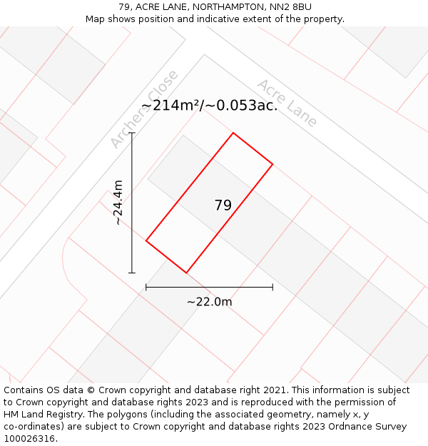 79, ACRE LANE, NORTHAMPTON, NN2 8BU: Plot and title map