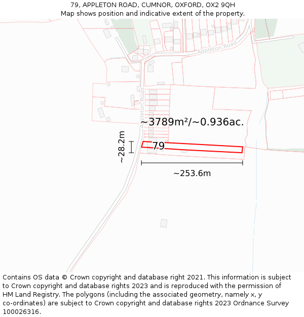 79, APPLETON ROAD, CUMNOR, OXFORD, OX2 9QH: Plot and title map