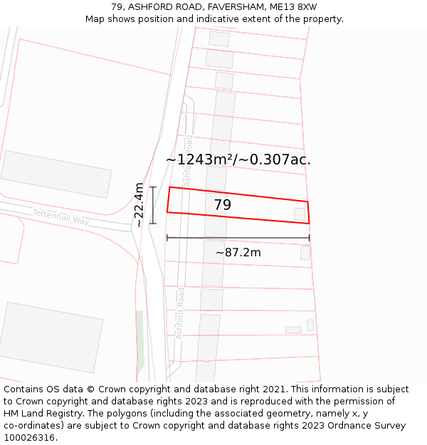 79, ASHFORD ROAD, FAVERSHAM, ME13 8XW: Plot and title map