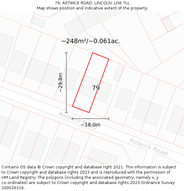79, ASTWICK ROAD, LINCOLN, LN6 7LL: Plot and title map