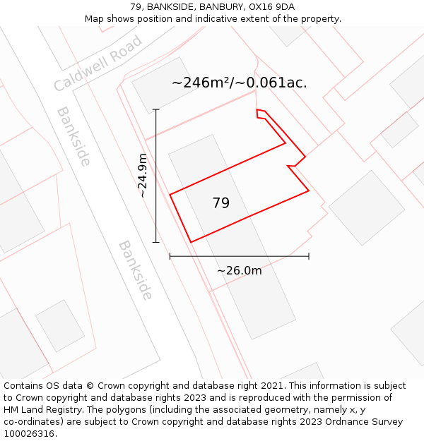 79, BANKSIDE, BANBURY, OX16 9DA: Plot and title map