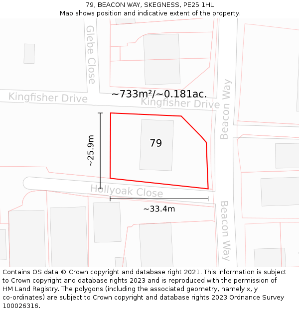 79, BEACON WAY, SKEGNESS, PE25 1HL: Plot and title map