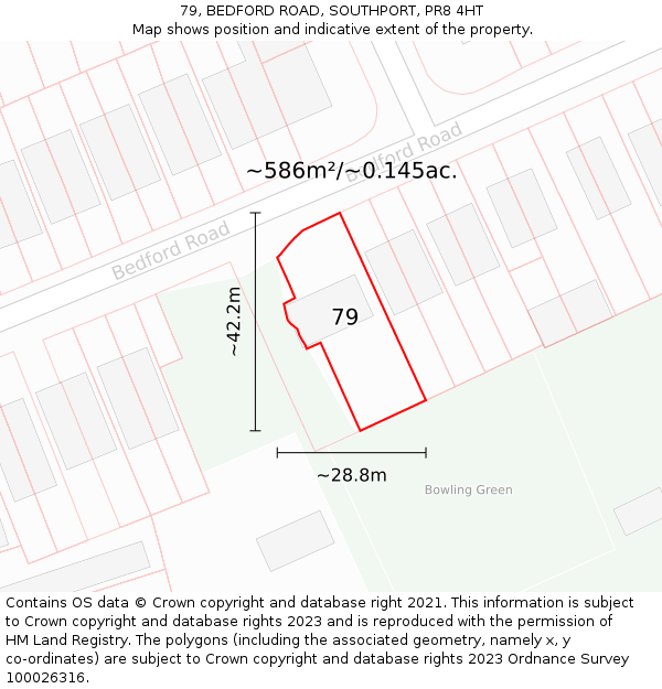 79, BEDFORD ROAD, SOUTHPORT, PR8 4HT: Plot and title map