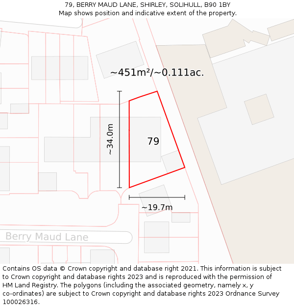 79, BERRY MAUD LANE, SHIRLEY, SOLIHULL, B90 1BY: Plot and title map