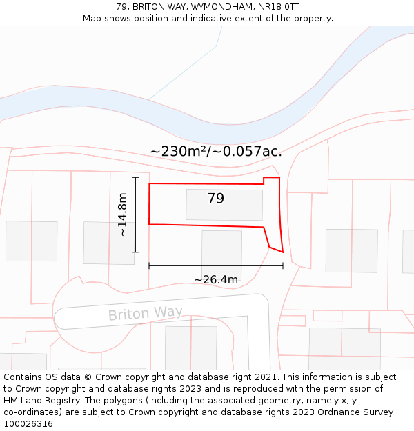 79, BRITON WAY, WYMONDHAM, NR18 0TT: Plot and title map