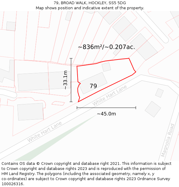 79, BROAD WALK, HOCKLEY, SS5 5DG: Plot and title map
