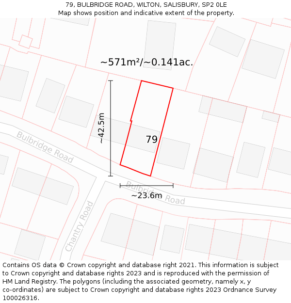 79, BULBRIDGE ROAD, WILTON, SALISBURY, SP2 0LE: Plot and title map