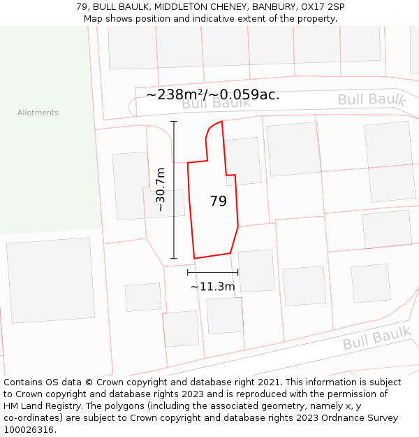 79, BULL BAULK, MIDDLETON CHENEY, BANBURY, OX17 2SP: Plot and title map