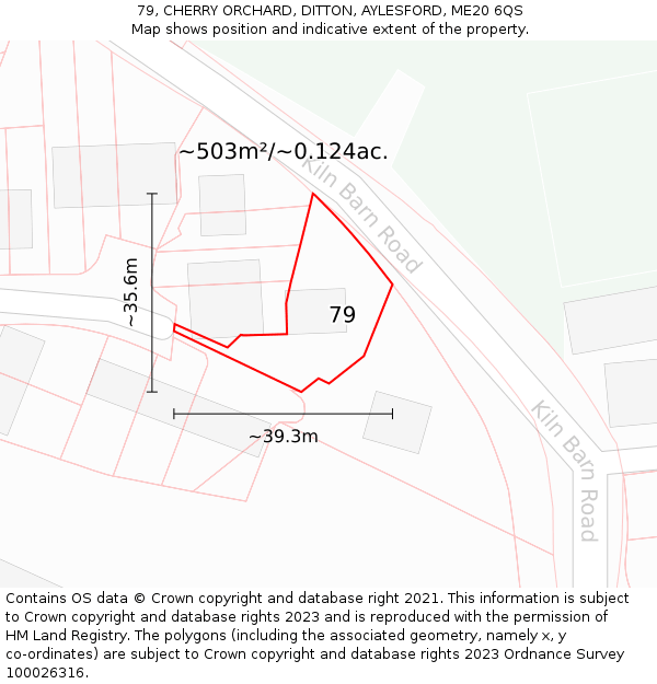 79, CHERRY ORCHARD, DITTON, AYLESFORD, ME20 6QS: Plot and title map