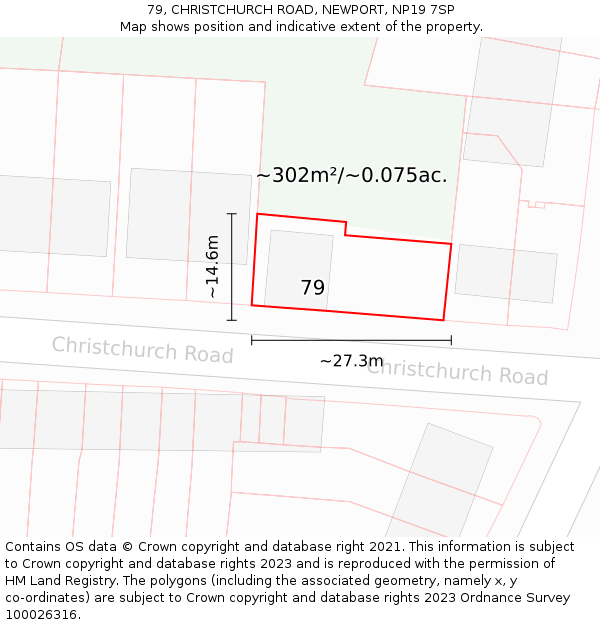 79, CHRISTCHURCH ROAD, NEWPORT, NP19 7SP: Plot and title map