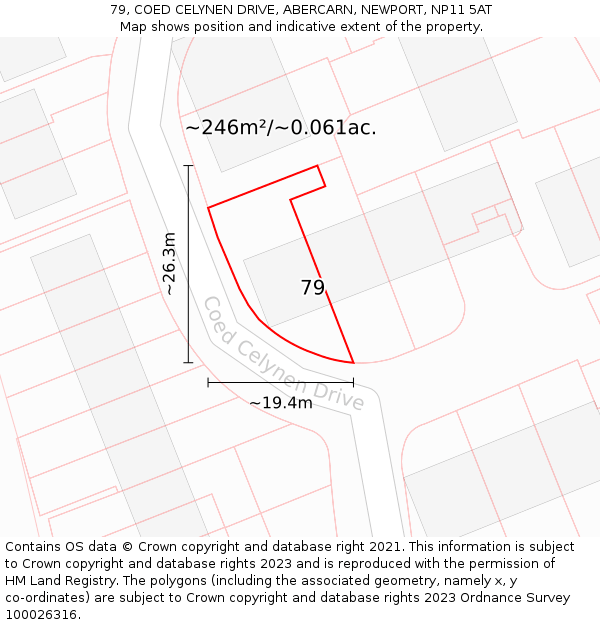 79, COED CELYNEN DRIVE, ABERCARN, NEWPORT, NP11 5AT: Plot and title map