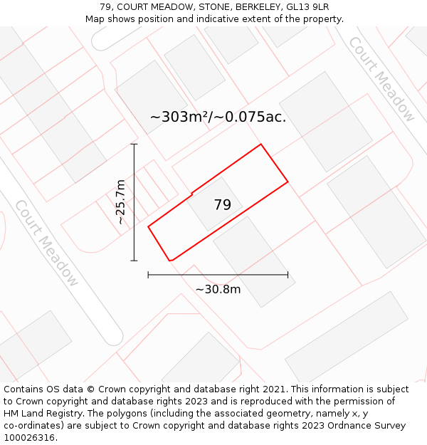 79, COURT MEADOW, STONE, BERKELEY, GL13 9LR: Plot and title map