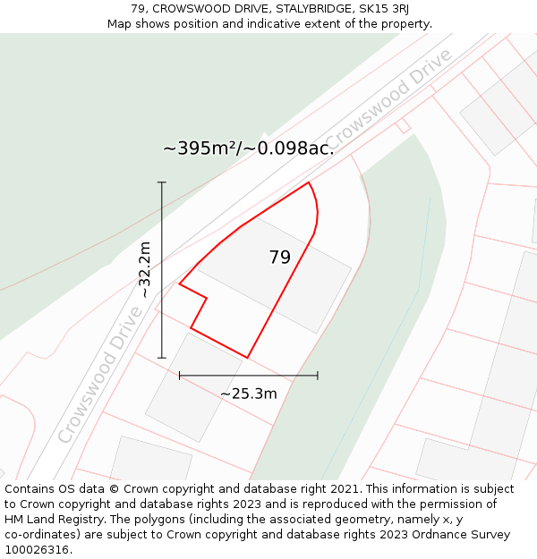 79, CROWSWOOD DRIVE, STALYBRIDGE, SK15 3RJ: Plot and title map