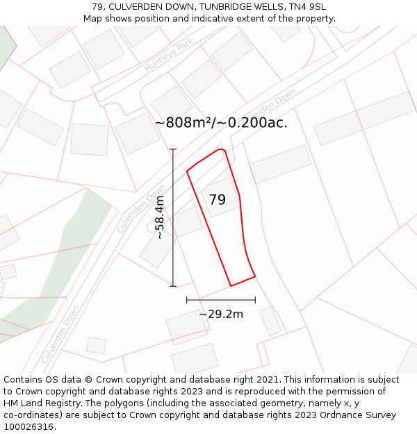 79, CULVERDEN DOWN, TUNBRIDGE WELLS, TN4 9SL: Plot and title map