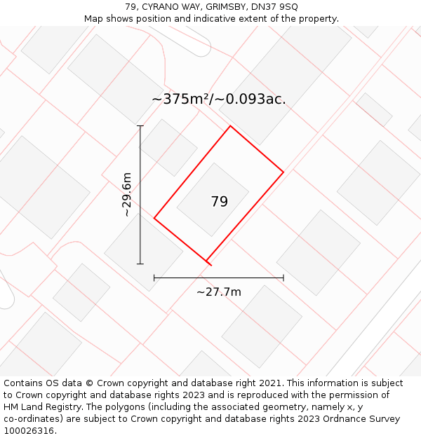 79, CYRANO WAY, GRIMSBY, DN37 9SQ: Plot and title map