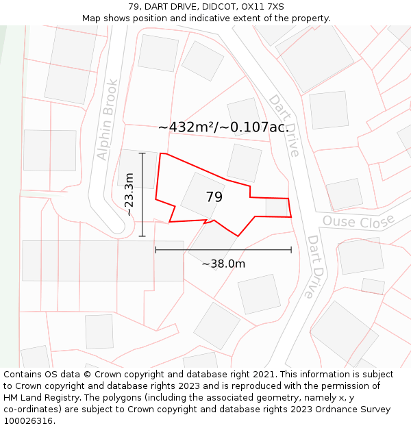 79, DART DRIVE, DIDCOT, OX11 7XS: Plot and title map