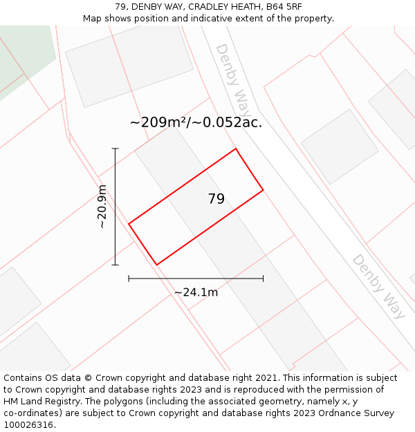 79, DENBY WAY, CRADLEY HEATH, B64 5RF: Plot and title map