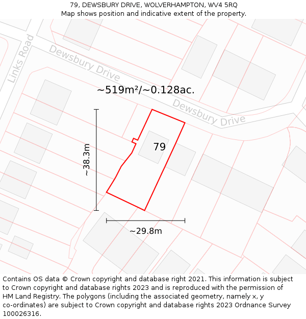 79, DEWSBURY DRIVE, WOLVERHAMPTON, WV4 5RQ: Plot and title map