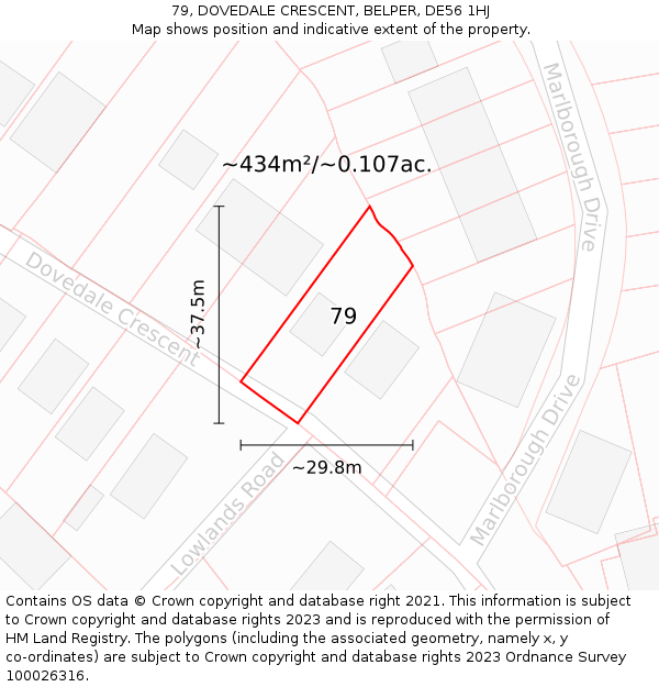 79, DOVEDALE CRESCENT, BELPER, DE56 1HJ: Plot and title map
