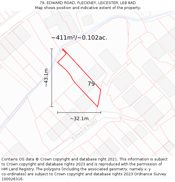 79, EDWARD ROAD, FLECKNEY, LEICESTER, LE8 8AD: Plot and title map