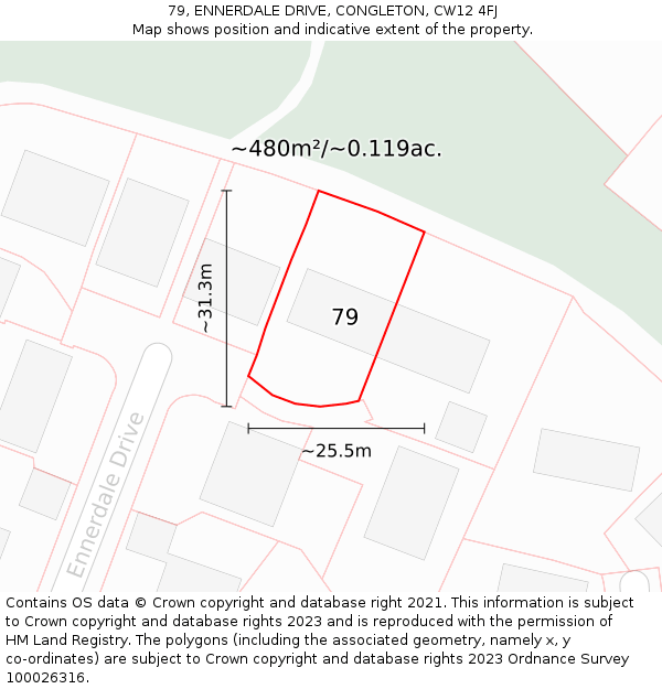 79, ENNERDALE DRIVE, CONGLETON, CW12 4FJ: Plot and title map