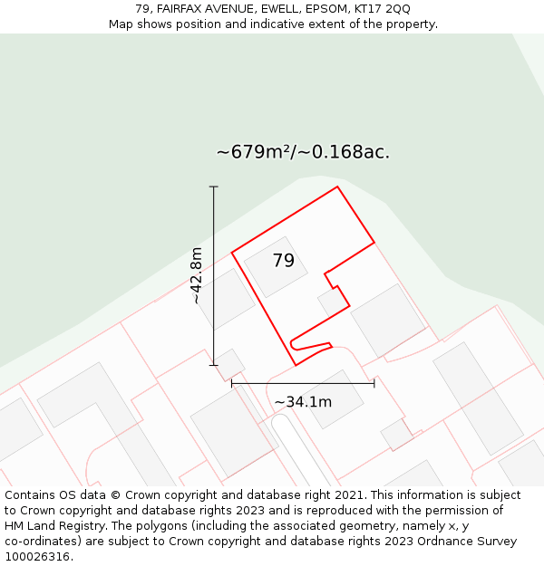 79, FAIRFAX AVENUE, EWELL, EPSOM, KT17 2QQ: Plot and title map