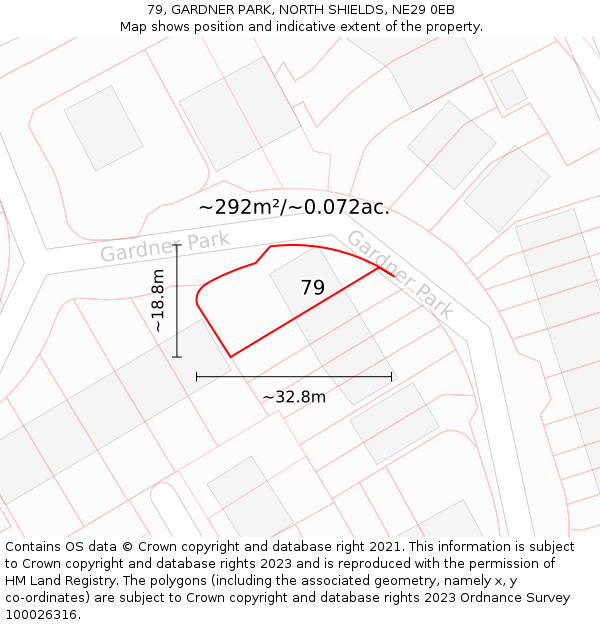 79, GARDNER PARK, NORTH SHIELDS, NE29 0EB: Plot and title map