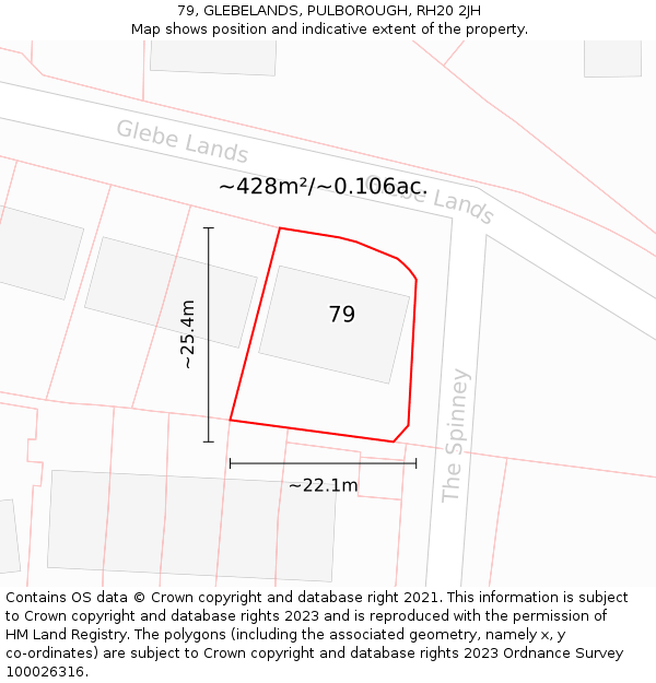 79, GLEBELANDS, PULBOROUGH, RH20 2JH: Plot and title map