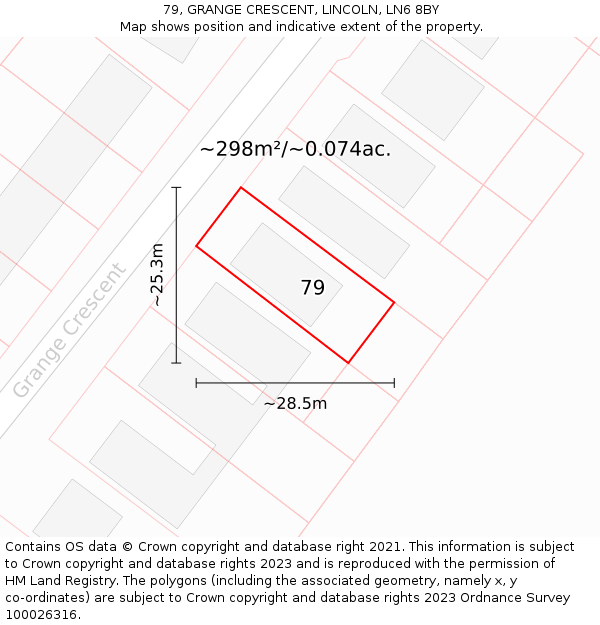 79, GRANGE CRESCENT, LINCOLN, LN6 8BY: Plot and title map