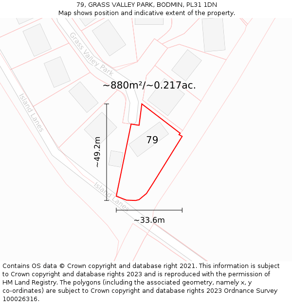 79, GRASS VALLEY PARK, BODMIN, PL31 1DN: Plot and title map
