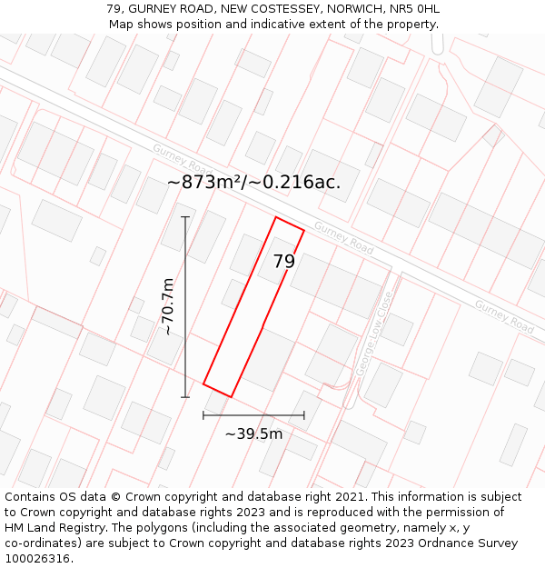 79, GURNEY ROAD, NEW COSTESSEY, NORWICH, NR5 0HL: Plot and title map