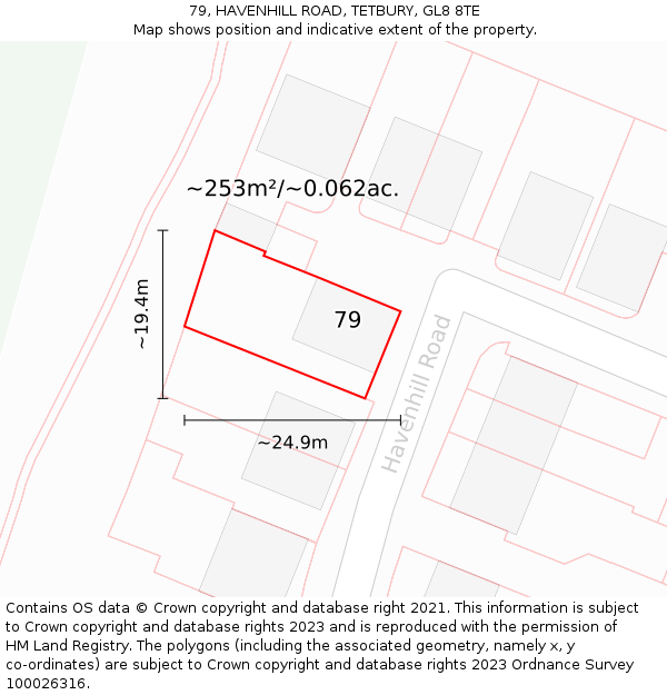 79, HAVENHILL ROAD, TETBURY, GL8 8TE: Plot and title map