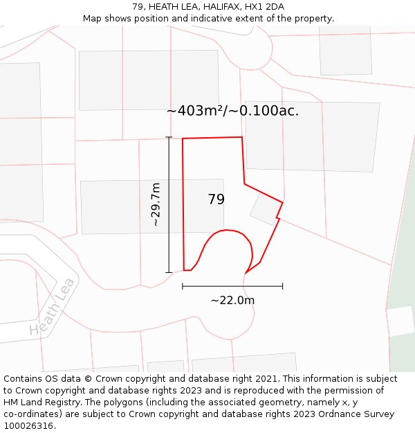 79, HEATH LEA, HALIFAX, HX1 2DA: Plot and title map