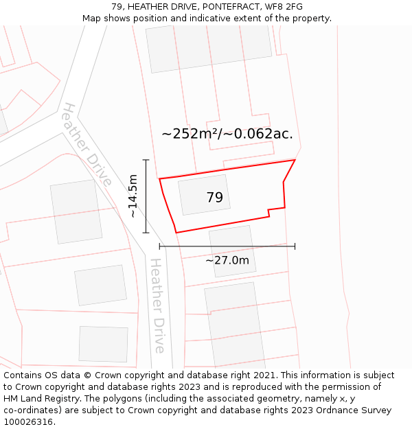 79, HEATHER DRIVE, PONTEFRACT, WF8 2FG: Plot and title map